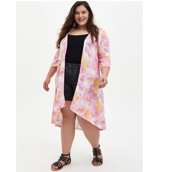 Torrid Size 3X (22-24) Multi Watercolor Hacci Kimono - Picture 1 of 5